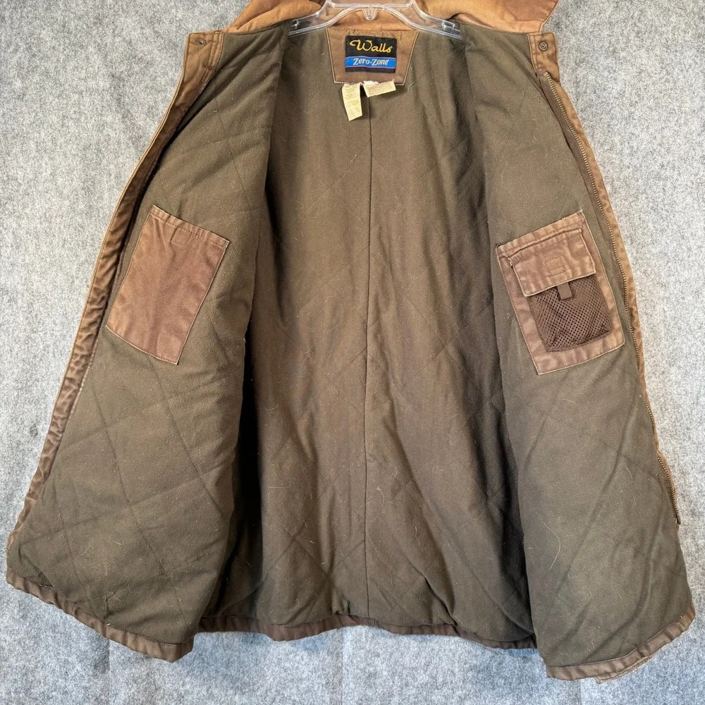 Vtg Walls Zero Zone Work Jacket‎ Mens 2XL Regular Brown Quilted Barn Coat Canvas